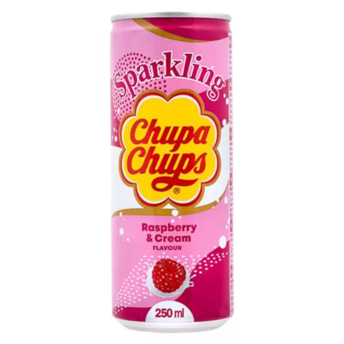 Chupa Chups Sparkling Raspberry And Cream Soda Can 250ml